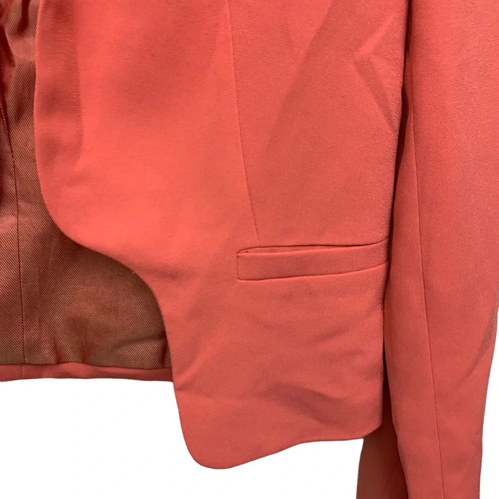 Aryn K Coral Cropped Open Front Blazer Lightweight Jacket